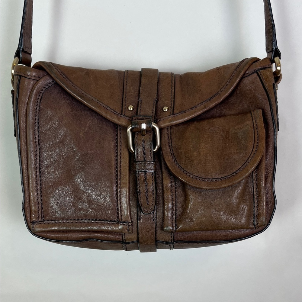 Schuler & Sons Brown Leather Crossbody Bag Vintage Anthropologie - Picture 2 of 11